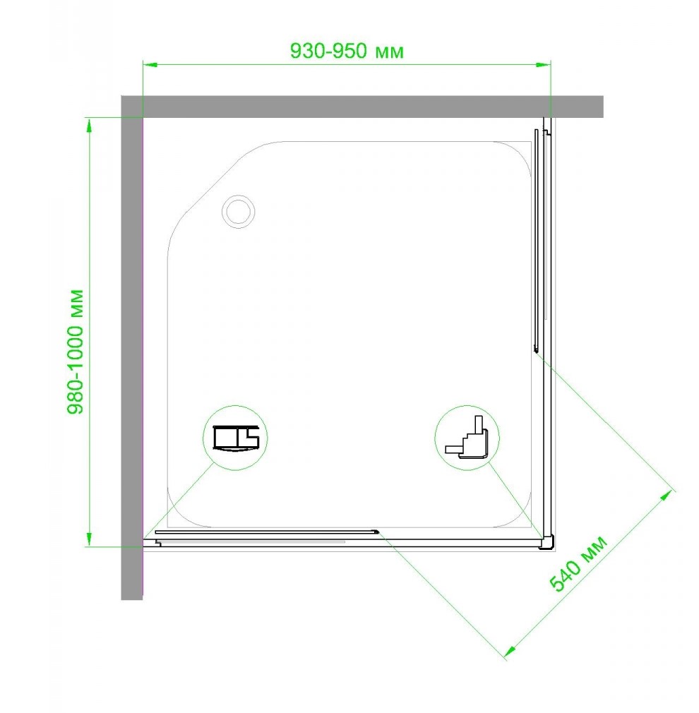 Душевой уголок Royal Bath HPD 95x100 профиль черный стекло матовое RB1095HPD-C-BL - 3