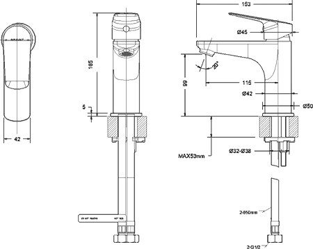 Смеситель Bravat Rhein F1429564CP-9-ENG для раковины - 4