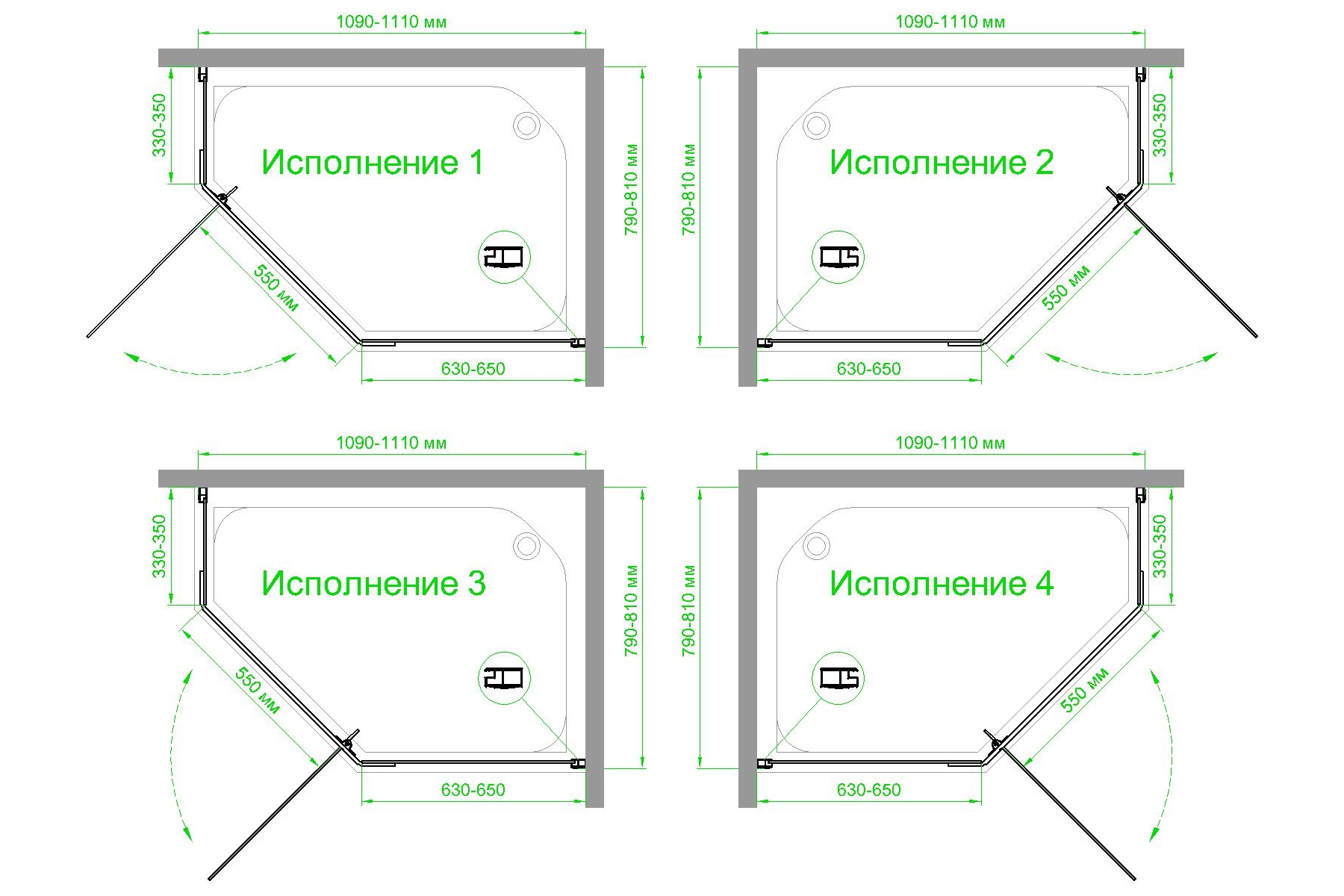 Душевой уголок Royal Bath TR 80х110 профиль белый стекло прозрачное RB1180TR-T - 3