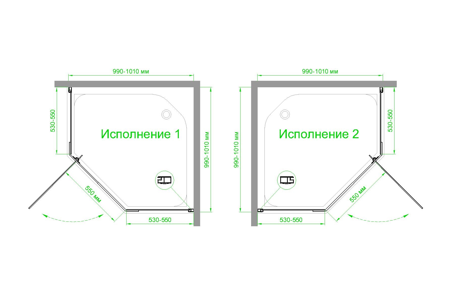 Душевой уголок Royal Bath TR 100х100 профиль черный стекло матовое RB100TR-C-BL - 3