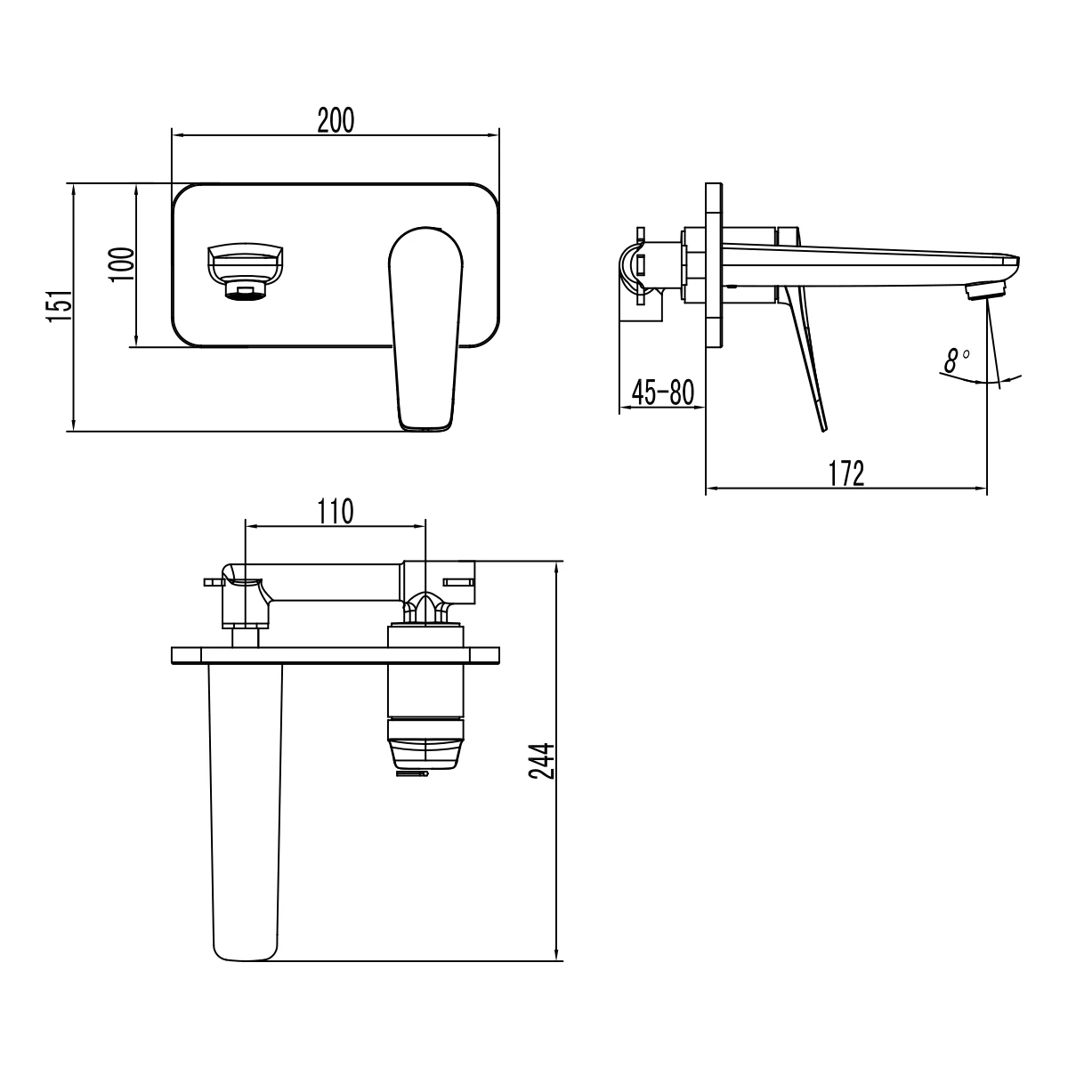 Смеситель Lemark Bronx LM3726GM для умывальника встраиваемый, графит - 2