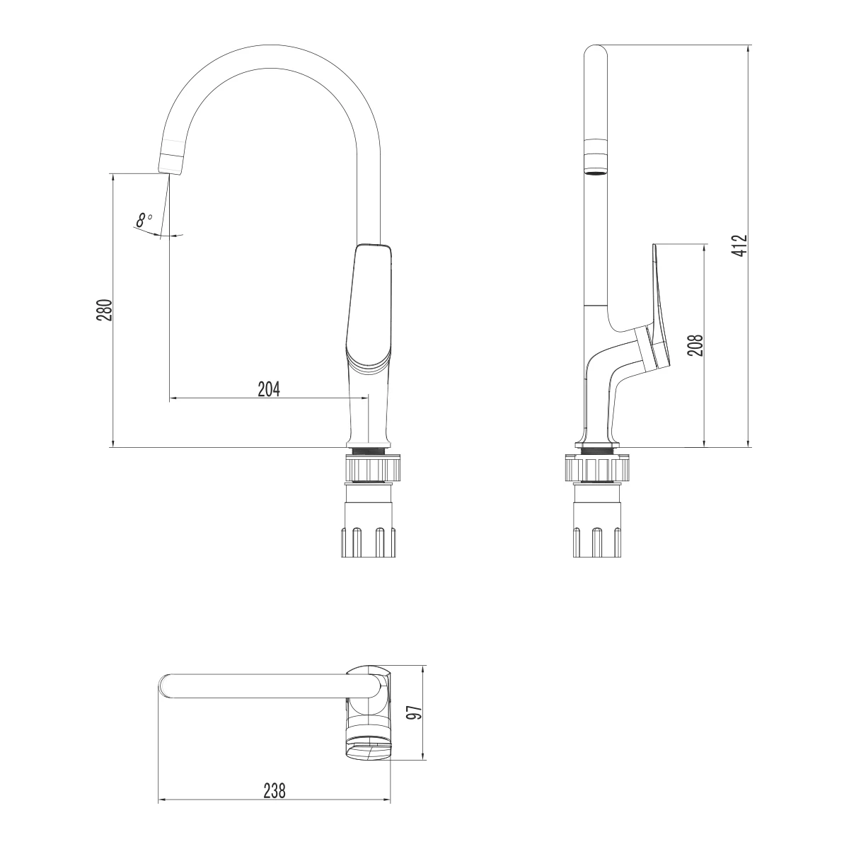 Смеситель Lemark Bronx LM3705BLR для кухни, с высоким поворотным изливом, черный/розовое золото - 2