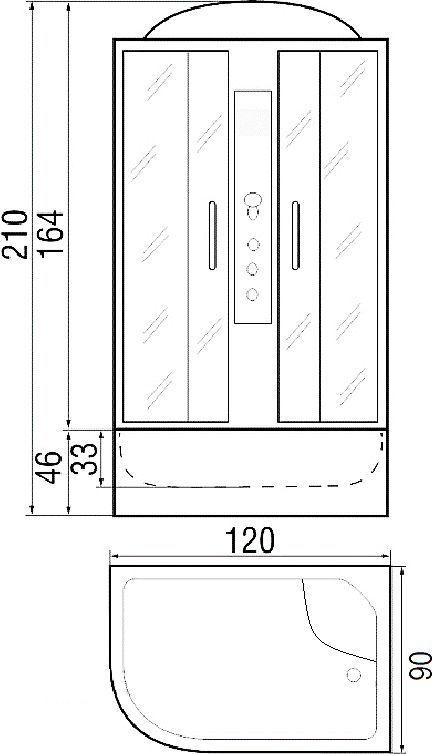 Душевая кабина с поддоном River Dunay 120/90/44 MT R  10000003133 - 2