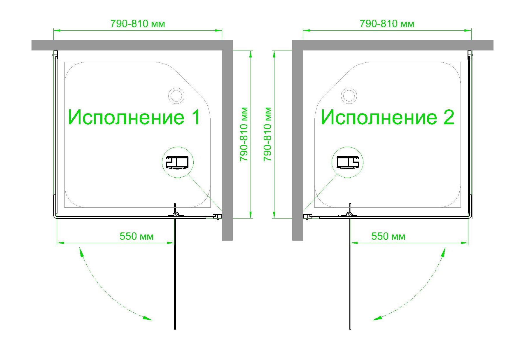 Душевой уголок Royal Bath HPVD 80х80 профиль черный стекло прозрачное RB80HPVD-T-BL - 3