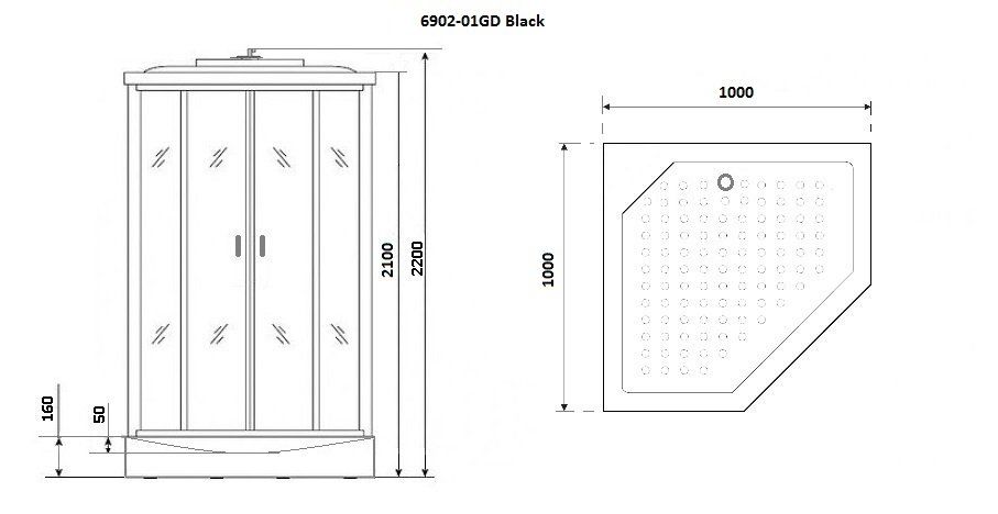 Душевая кабина Niagara Premium 100х100х220 черная NG-6902-01GD BLACK 69020134GDBLACK - 2