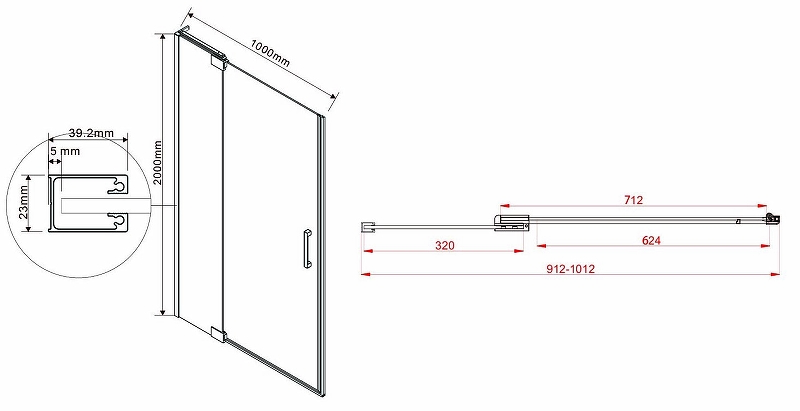 Душевая дверь Vincea Extra 90х100 черная стекло тонированное VDP-1E9010CGB - 2