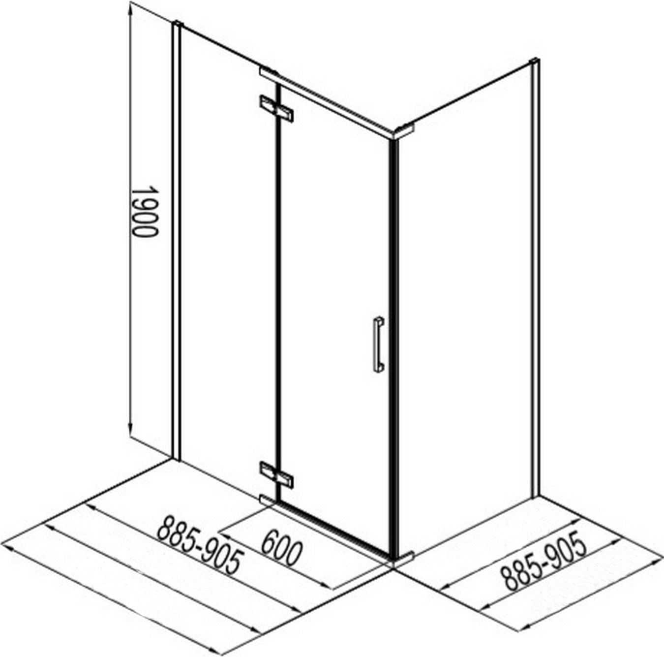 AE32-S-90х90U-CT Aquanet Logic C900, ограждение 900x900мм, хром, прозр.6мм (243624) - 2