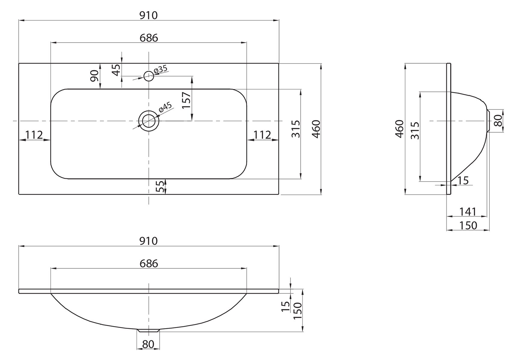 Комплект мебели BelBagno Etna 90 темное дерево у - 3