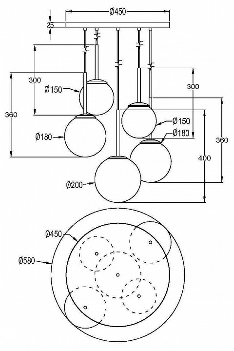 Подвесной светильник Maytoni Basic form MOD321PL-05G1 - 2