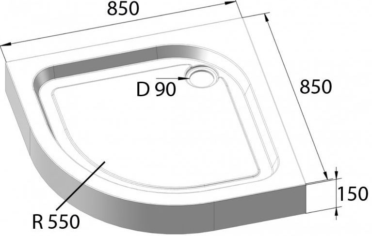 Поддон для душа BelBagno Tray 85х85 R550 TRAY-BB-R-85-550-15-W - 6