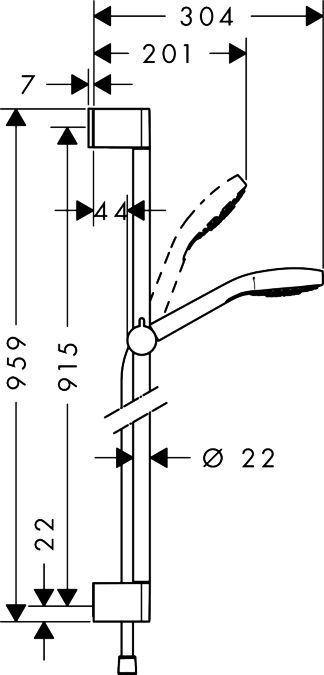 Душевой гарнитур Hansgrohe Croma Select S 1jet 26574400 - 1