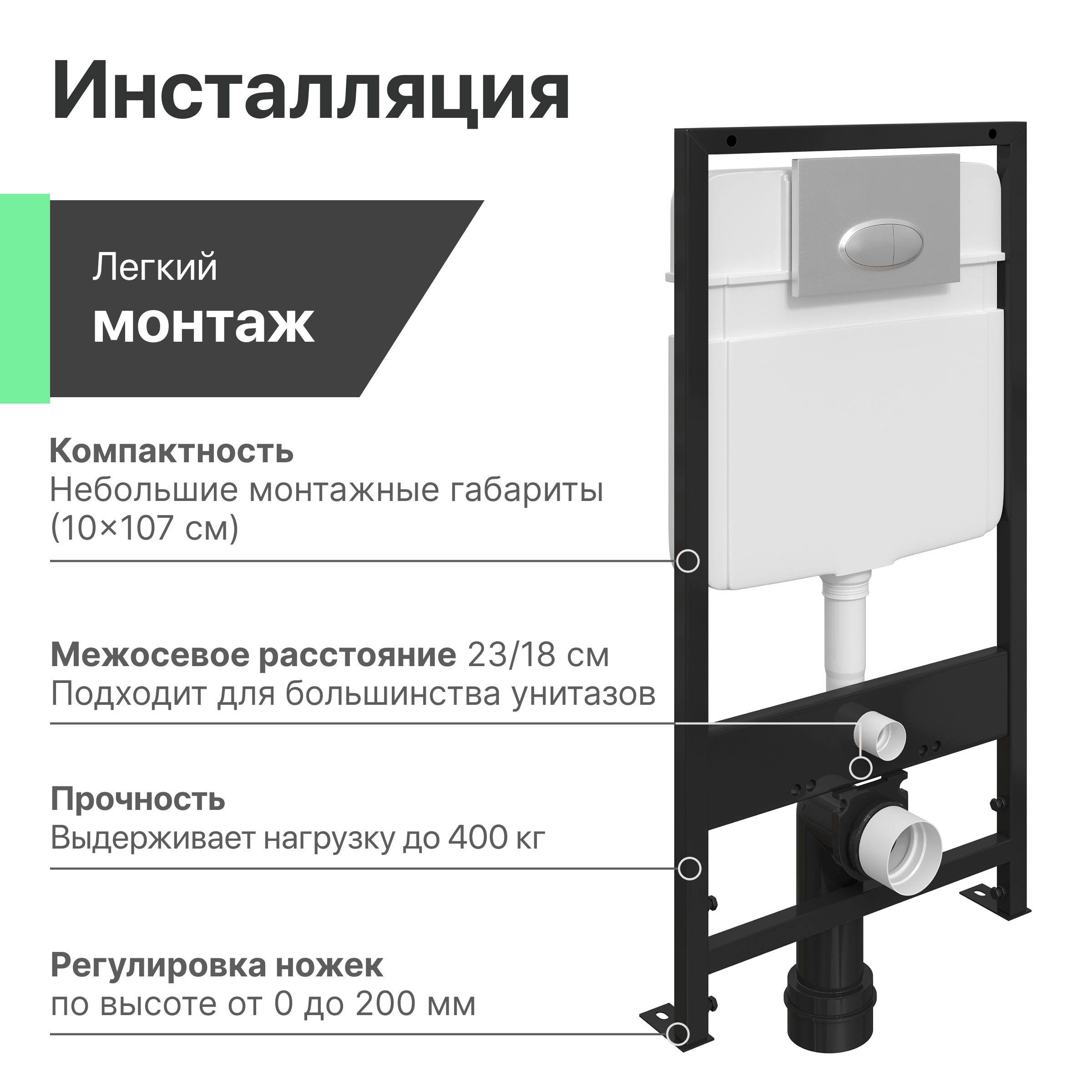 Комплект Унитаз подвесной STWORKI Хальмстад SETK2804-0606-001-1-6000 с микролифтом + Система инсталляции для унитазов EWRIKA ProLT 0026-2020 с кнопкой смыва 0051 хром 560233 - 6