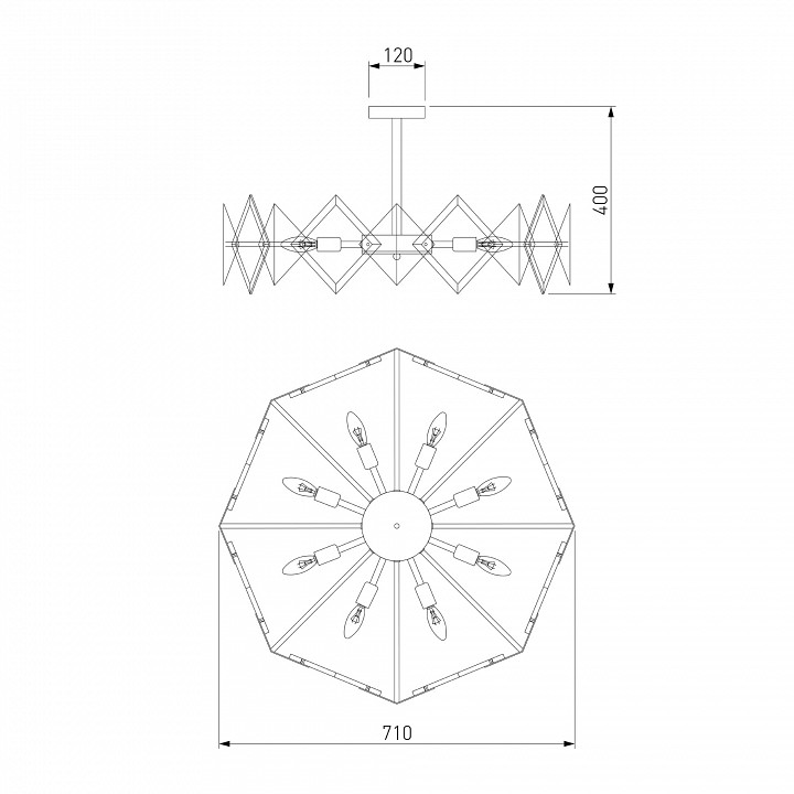 Люстра на штанге Eurosvet Origami 60121/8 латунь Smart - 1