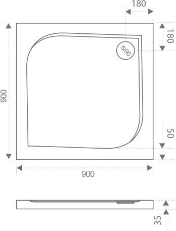 Поддон для душа Good Door Квадро 90x90 ЛП00008 - 1