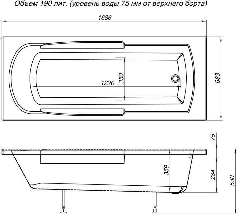 Акриловая ванна Aquanet Extra 170x70 203931 - 2