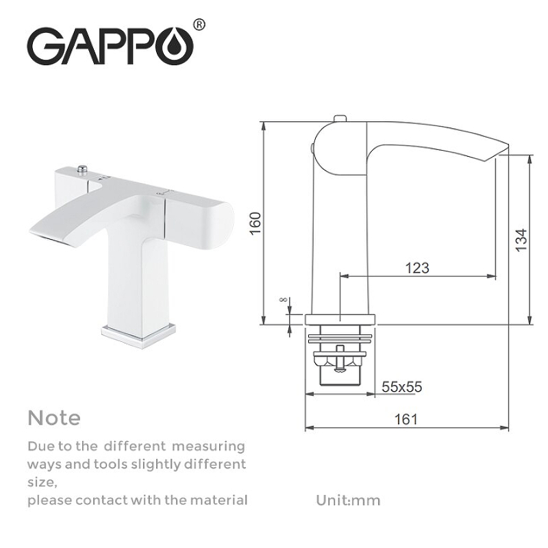 Смеситель для раковины Gappo белый хром G1007-50 - 3