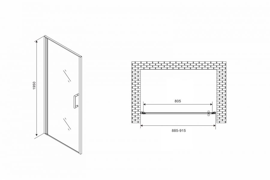 Душевая дверь Abber Sonnenstrand 90 профиль хром  AG04090  - 3