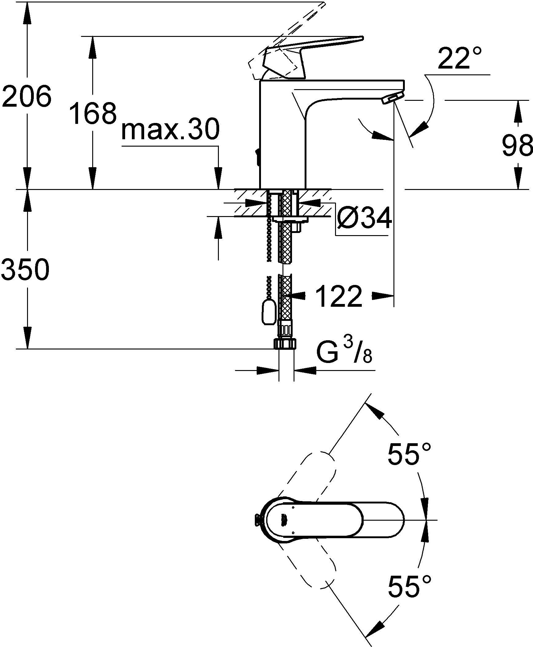 Смеситель Grohe Eurosmart Cosmopolitan 23326000 для раковины - 4