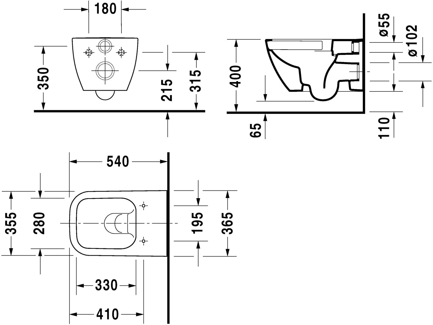 Унитаз подвесной Duravit Happy D.2 антрацит матовый - 2