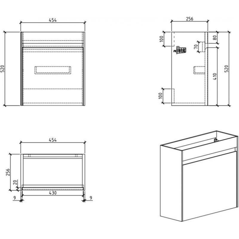 Комплект мебели BelBagno Pietra Mini 46 L белый - 6