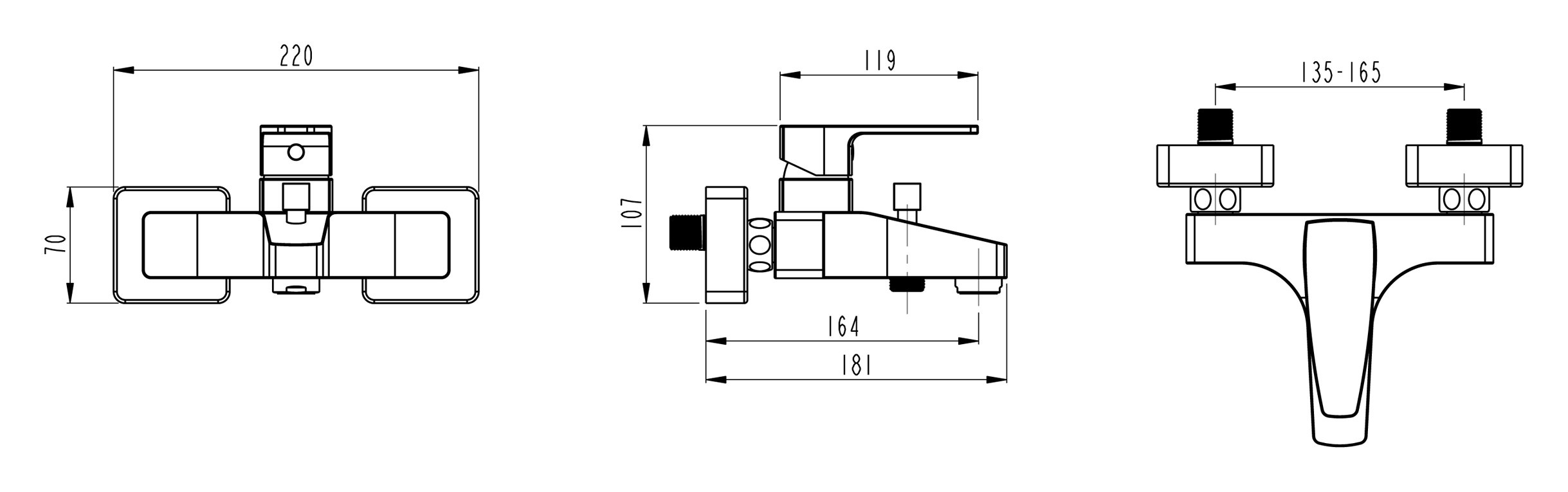 Смеситель для ванны Vitra Q-Line хром  A40778EXP - 1