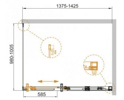 Душевой уголок Cezares Stream 140х100 хром  STREAM-AH-1-140/100-C-Cr - 1