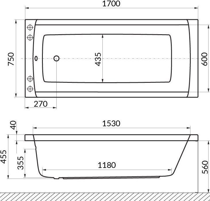 Акриловая ванна Excellent Aquaria 170x75 WAEX.AQU17WH - 1