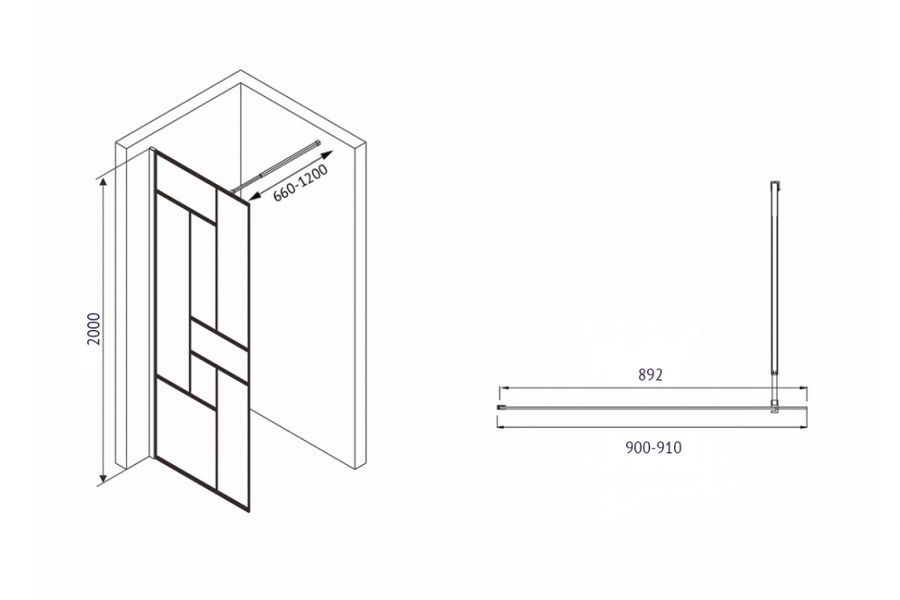 Душевая перегородка ABBER Immer Offen 90 профиль черный  AG63090B - 3