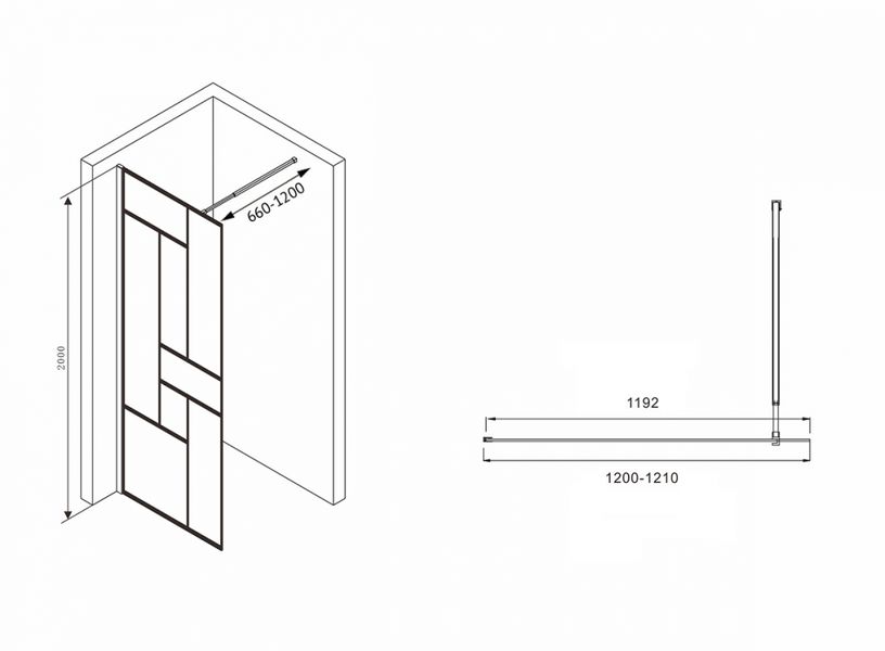 Душевая перегородка ABBER Immer Offen 120 профиль черный  AG63120B8 - 3