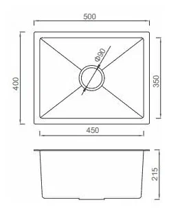 Кухонная раковина Gappo 50х40 черная GS5040-6 - 1