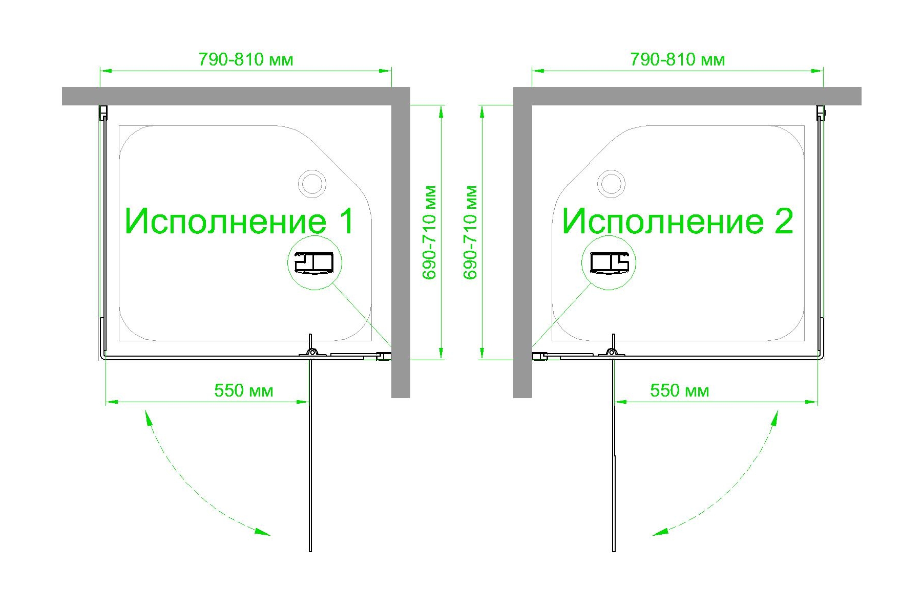 Душевой уголок Royal Bath HPVD 80х70 профиль черный стекло матовое RB7080HPVD-C-BL - 3