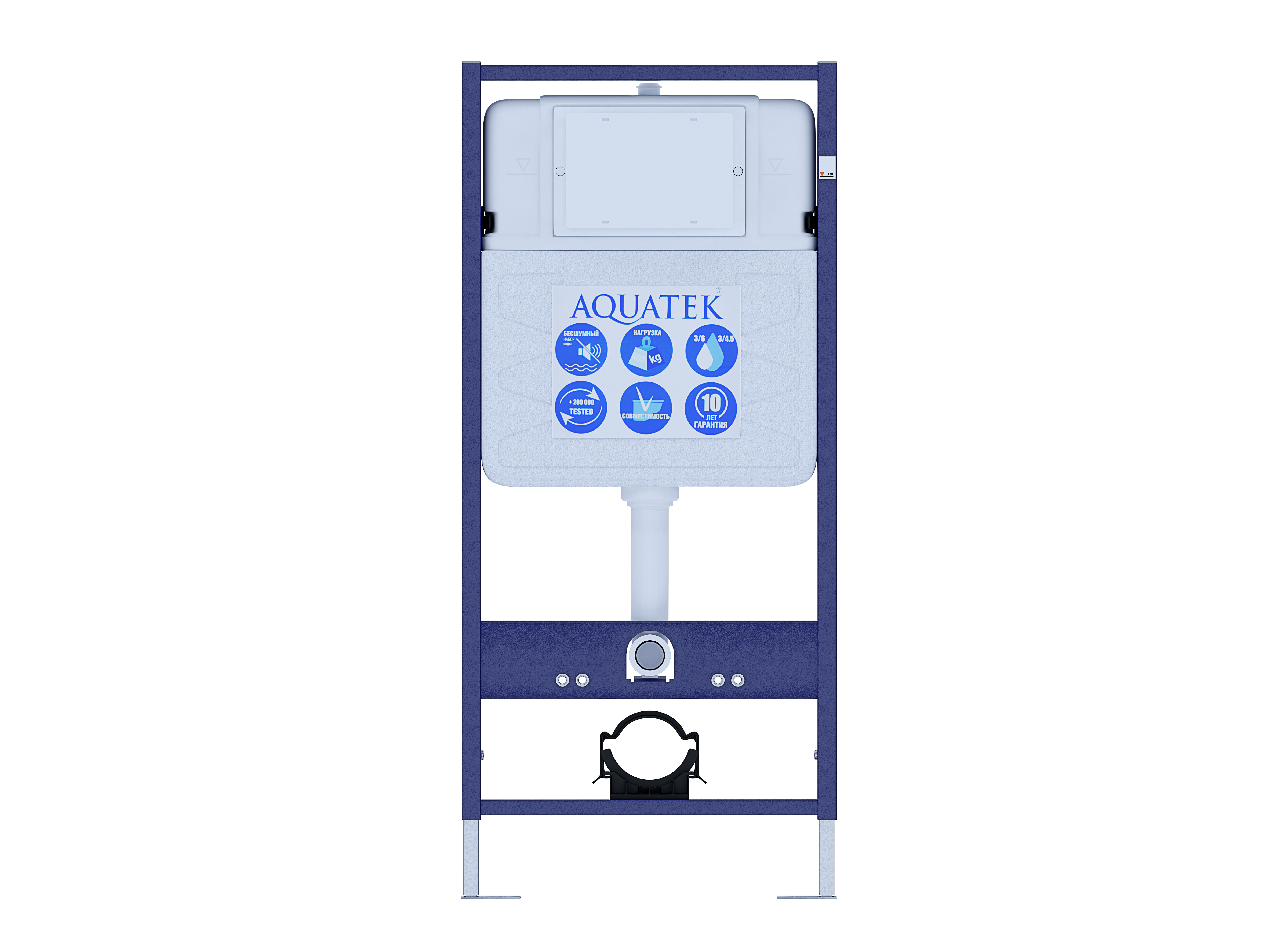 SET AQUATEK ЛУГАНО 4в1 (рама AQUATEK Standard INS-0000012+ кркпеж KKI-0000002+клавиша KDI-0000010+унитаз ЛУГАНО AQ2002-00 с тонким сиденьем soft-close - 1