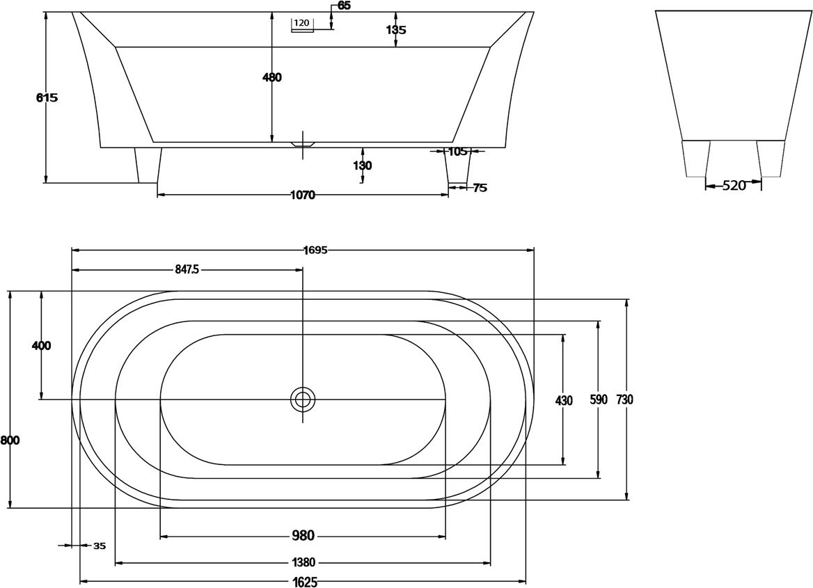 Акриловая ванна BelBagno BB40-1700 marine BB40-1700-MARINE - 5