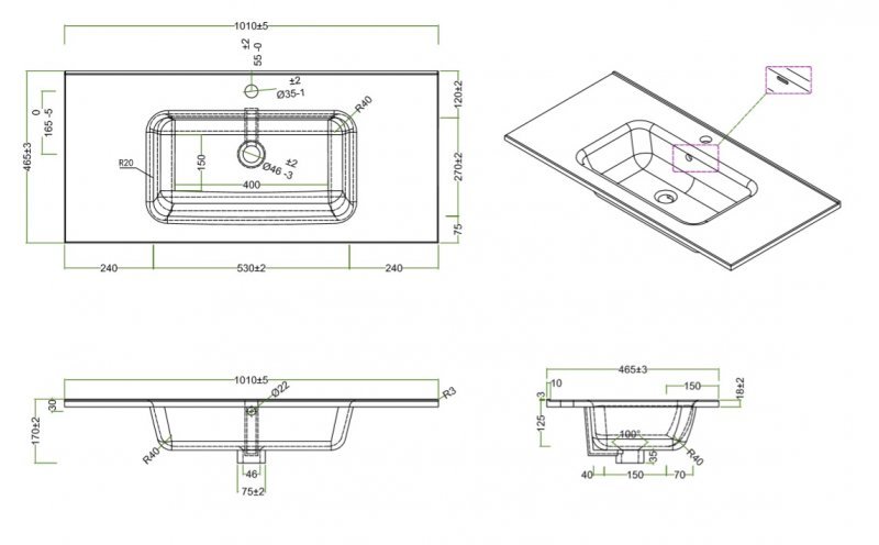 Тумба с раковиной BelBagno Kraft 100 серый - 7