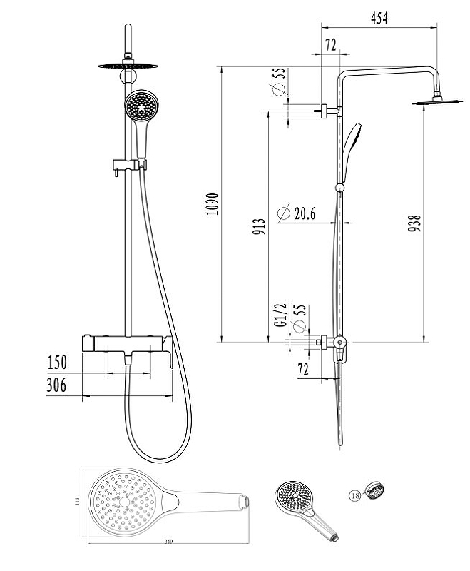 Душевая стойка Villeroy & Boch Embrace хром TVS1082000461 - 2