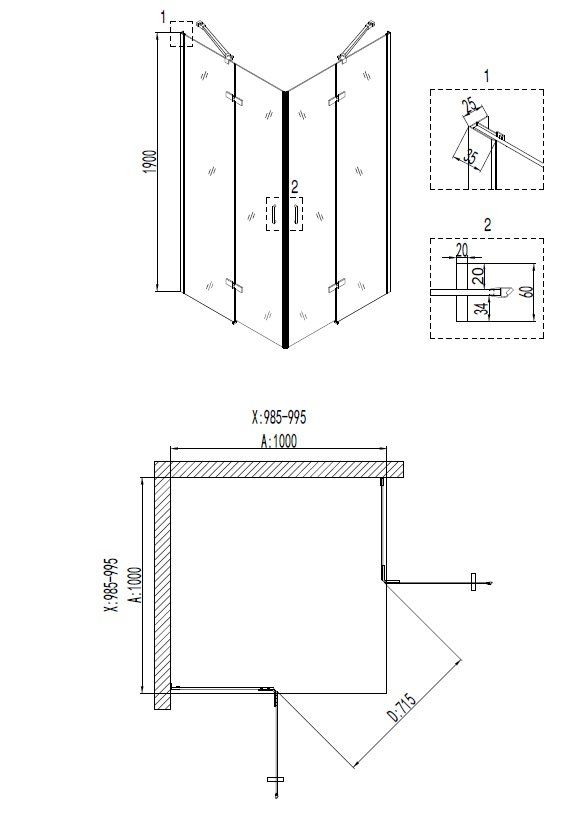 Душевой уголок Niagara Nova NG-6614-08 100x100, квадратный 66140811 - 2