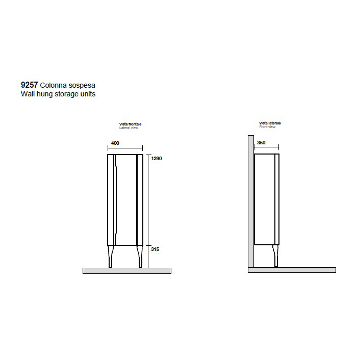 Kerasan Waldorf Колонна подвесная 40х35х129 см, с дверкой, петли справа DX, цвет bi vaniglia matt 925730 - 1