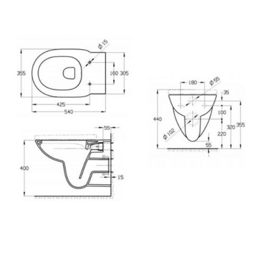 Комплект Roca Debba Round Rimless без клавиши смыва 893104980 - 1