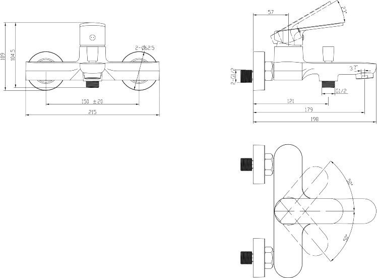 Смеситель BelBagno Ancora ANC VASM CRM для ванны ANC-VASM-CRM - 1