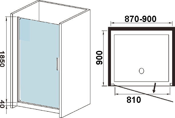 Душевая дверь в нишу Weltwasser WW600 600K1-90х185 хром  10000002732 - 2