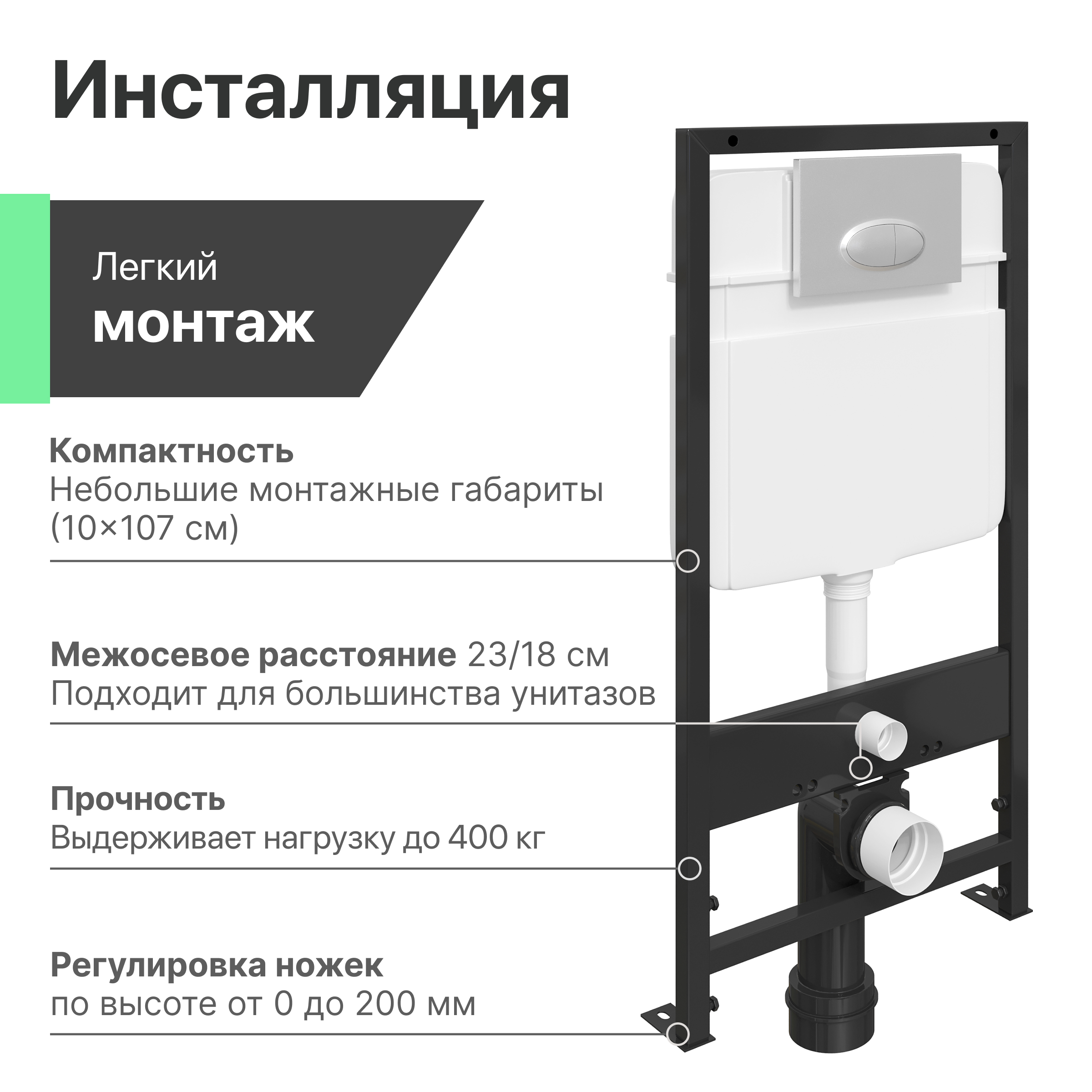 Комплект Унитаз подвесной STWORKI Хальмстад SETK2804-0606-001-1-6000 с микролифтом + Система инсталляции для унитазов EWRIKA ProLT 0026-2020 с кнопкой смыва 0050 хром матовый 560231 - 6
