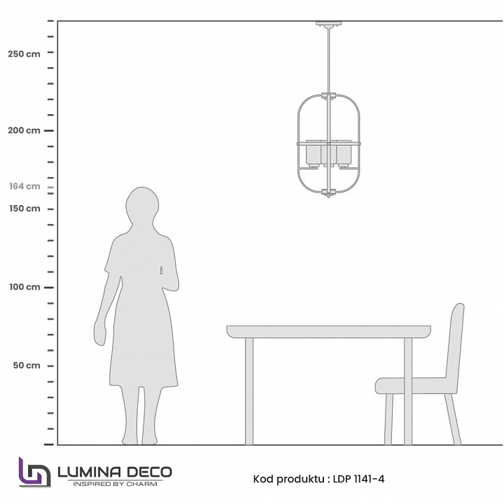 Люстра на штанге LUMINA DECO Monterey LDP 1141-4 BK+MD - 3