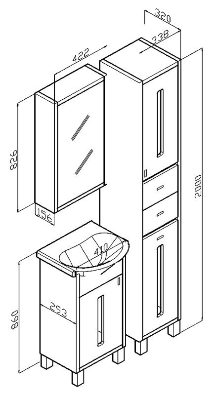 Зеркало-шкаф Бриклаер Бали 40 R эмаль 4620750411244 - 4