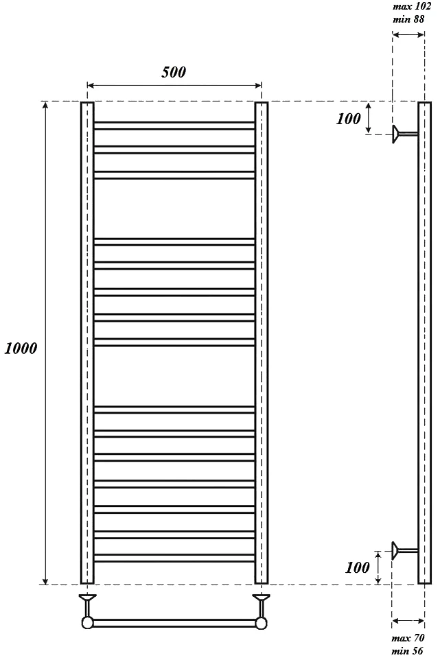 Полотенцесушитель электрический Point Аврора 50х100 хром PN10150SE - 1