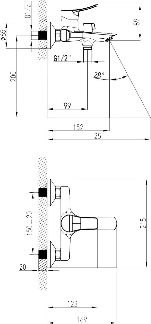 Смеситель Milardo Amplex AMPSB02M02 для ванны с душем - 2