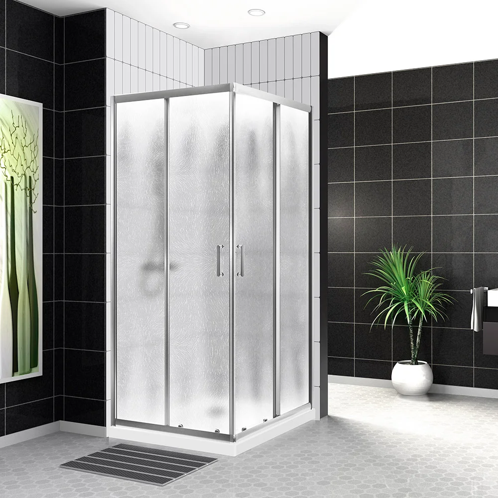 Душевой уголок BelBagno Uno 120х90 профиль хром стекло рифленое UNO-195-AH-2-120/90-CH-CR - 1
