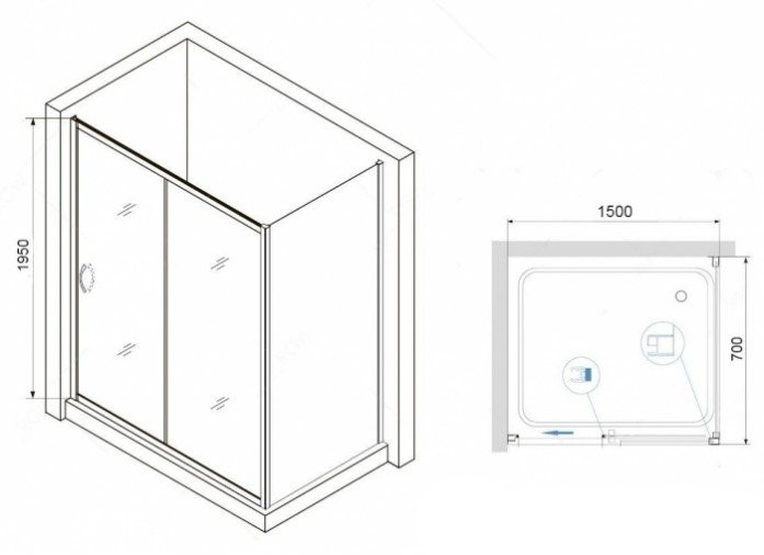 Душевой уголок RGW Passage PA-76-1 150x70 профиль хром стекло прозрачное 35087657-11 - 2