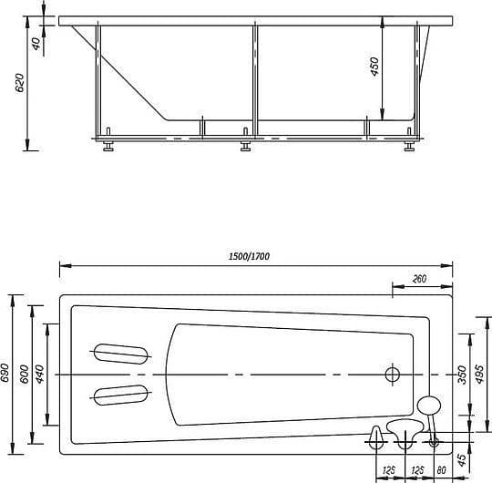 Акриловая ванна Aquatek Либра 150x70 LIB150-0000037 - 1