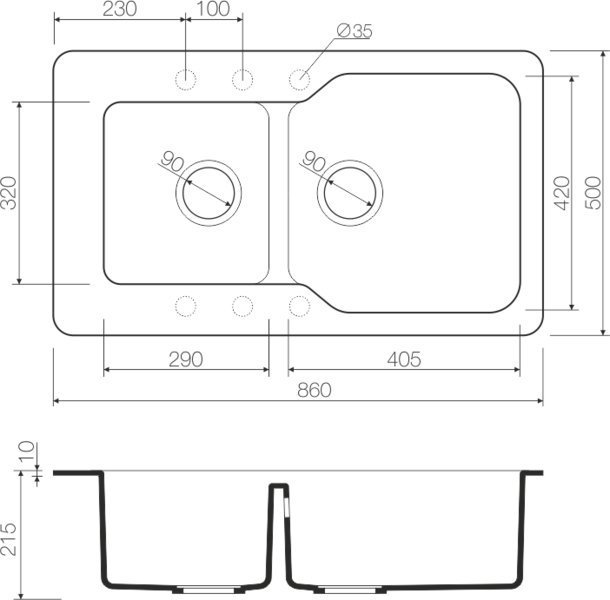 Мойка кухонная Omoikiri Maru 86-2-СH шампань 4993291 - 2