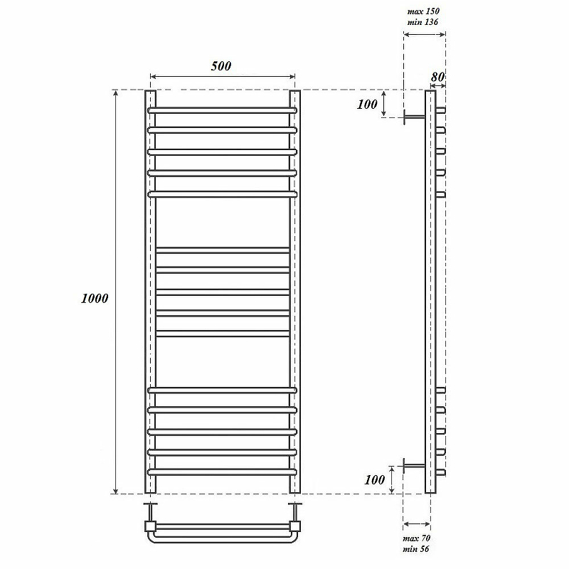 Полотенцесушитель водяной Point Омега 50х100 хром PN90150S - 1